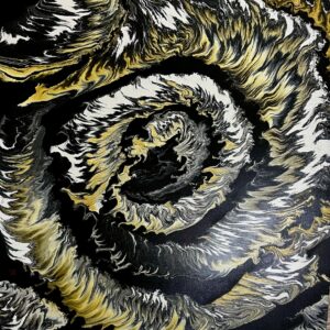 金花 黑白金花樣螺旋 壓克力流動畫